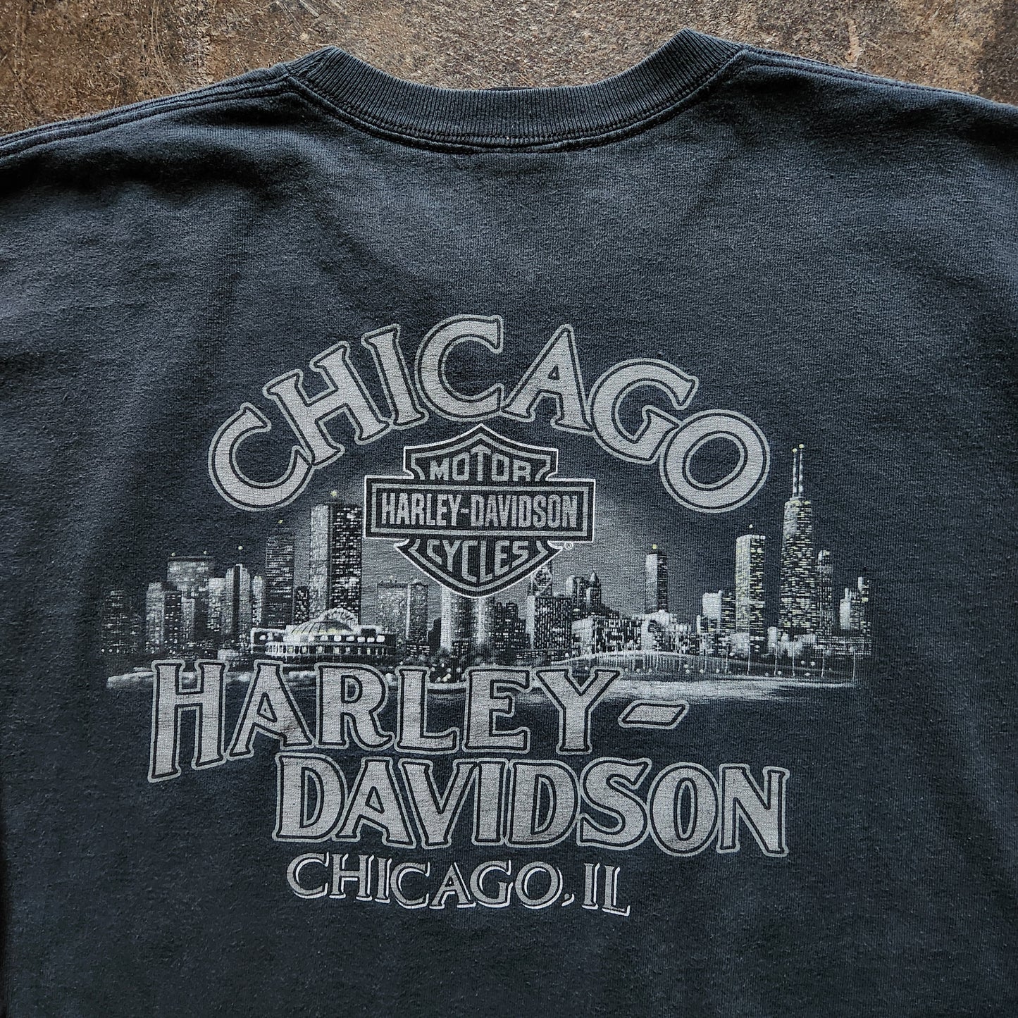 Harley Davidson Long Sleeve Flames Chicago Illinois Tee