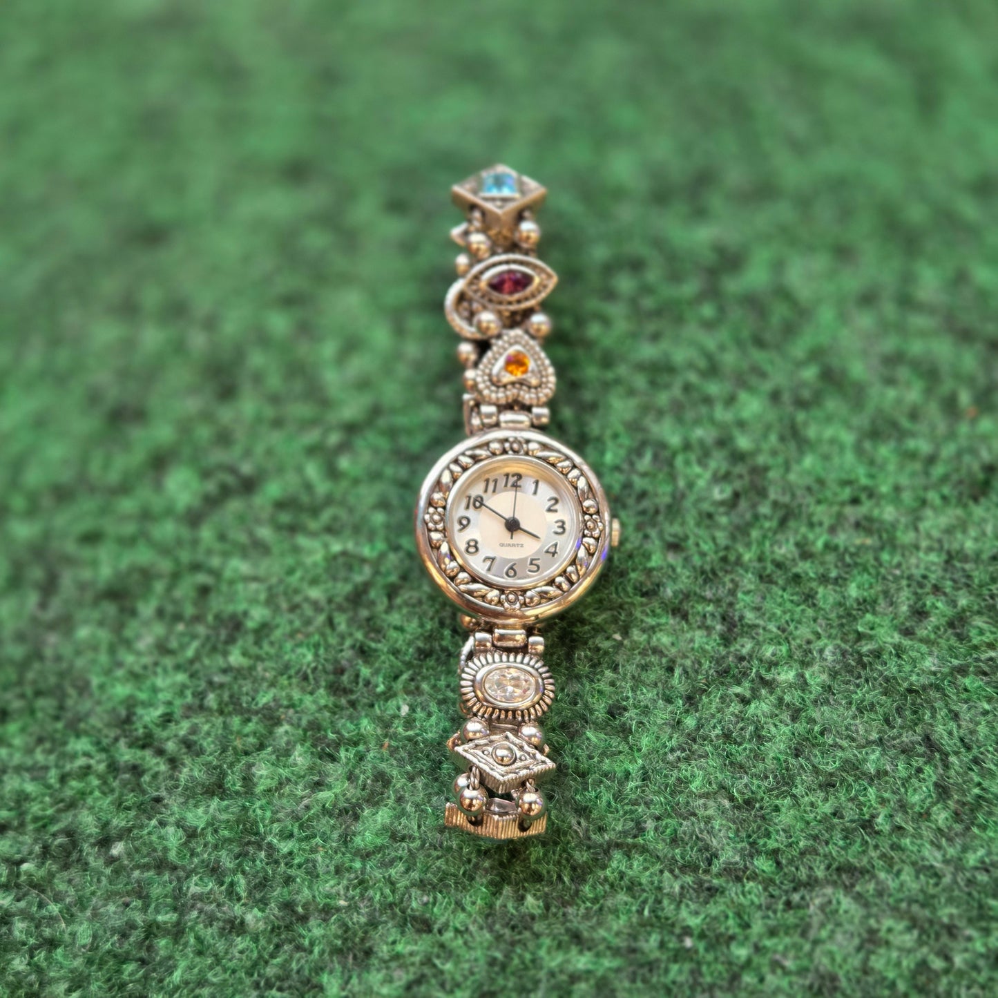 Quartz Japan Mov't Stainless Steel Heart Jeweled Watch