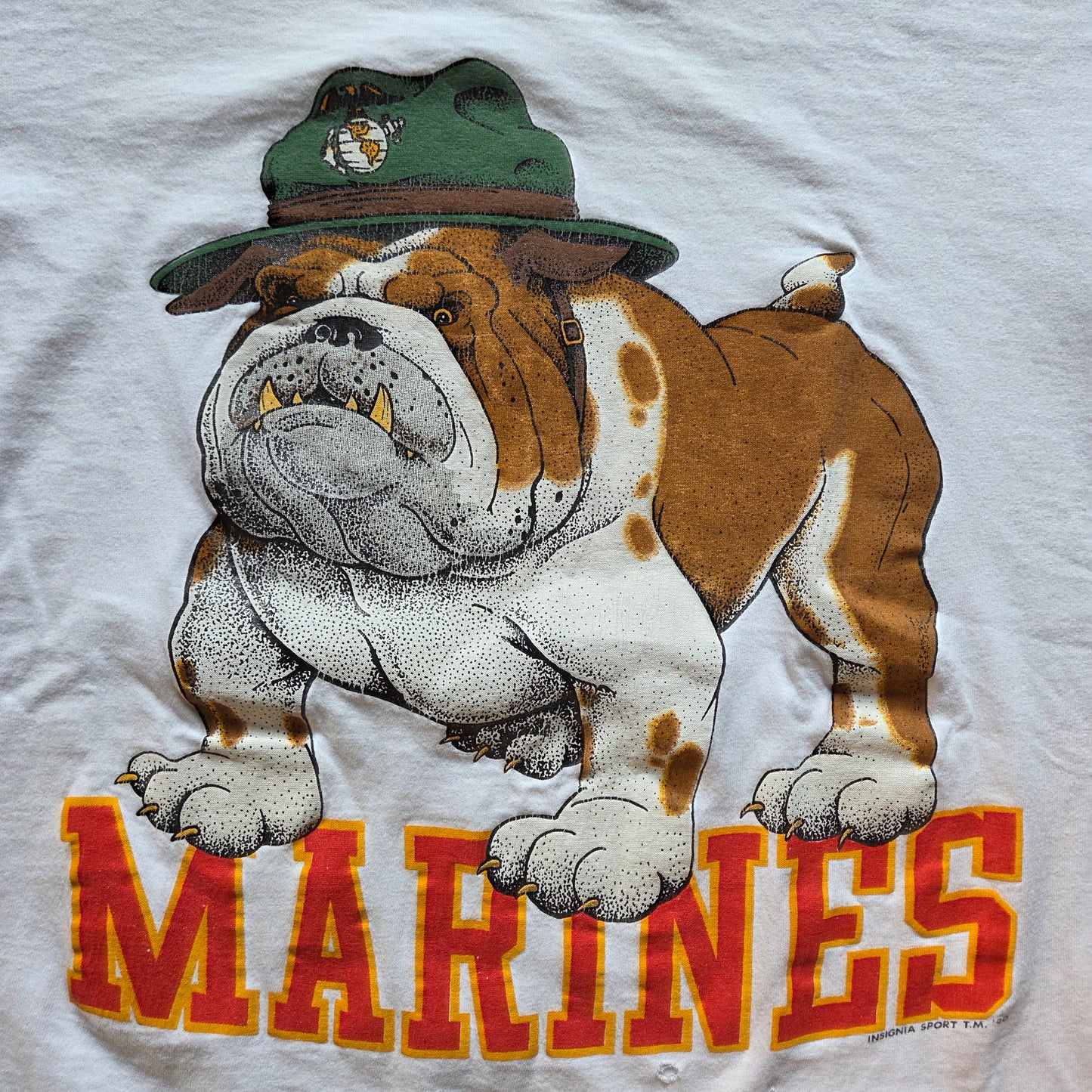 Vtg 1990 Marines Bull Dog Tee Large 90s USA