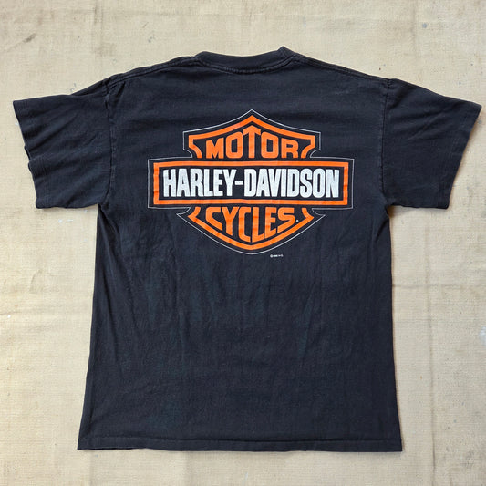 1996 Harley Davidson T Shirt Hottest Sound On The Road Medium 90s Flames