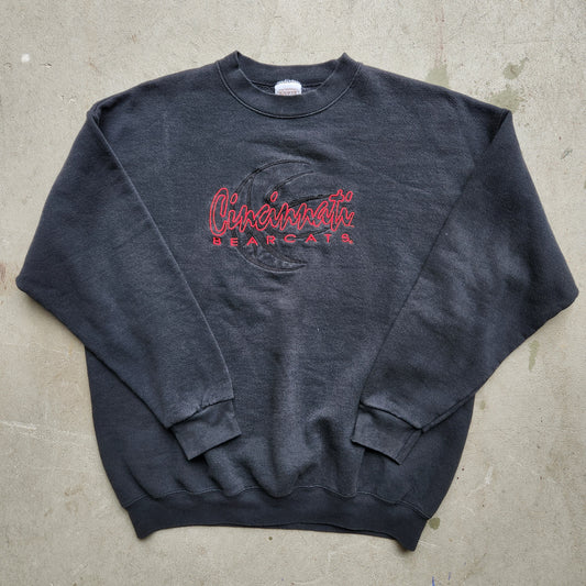 Vintage Cincinnati Bearcats Crewneck Sweatshirt Basketball College Black Red Large XL 90s