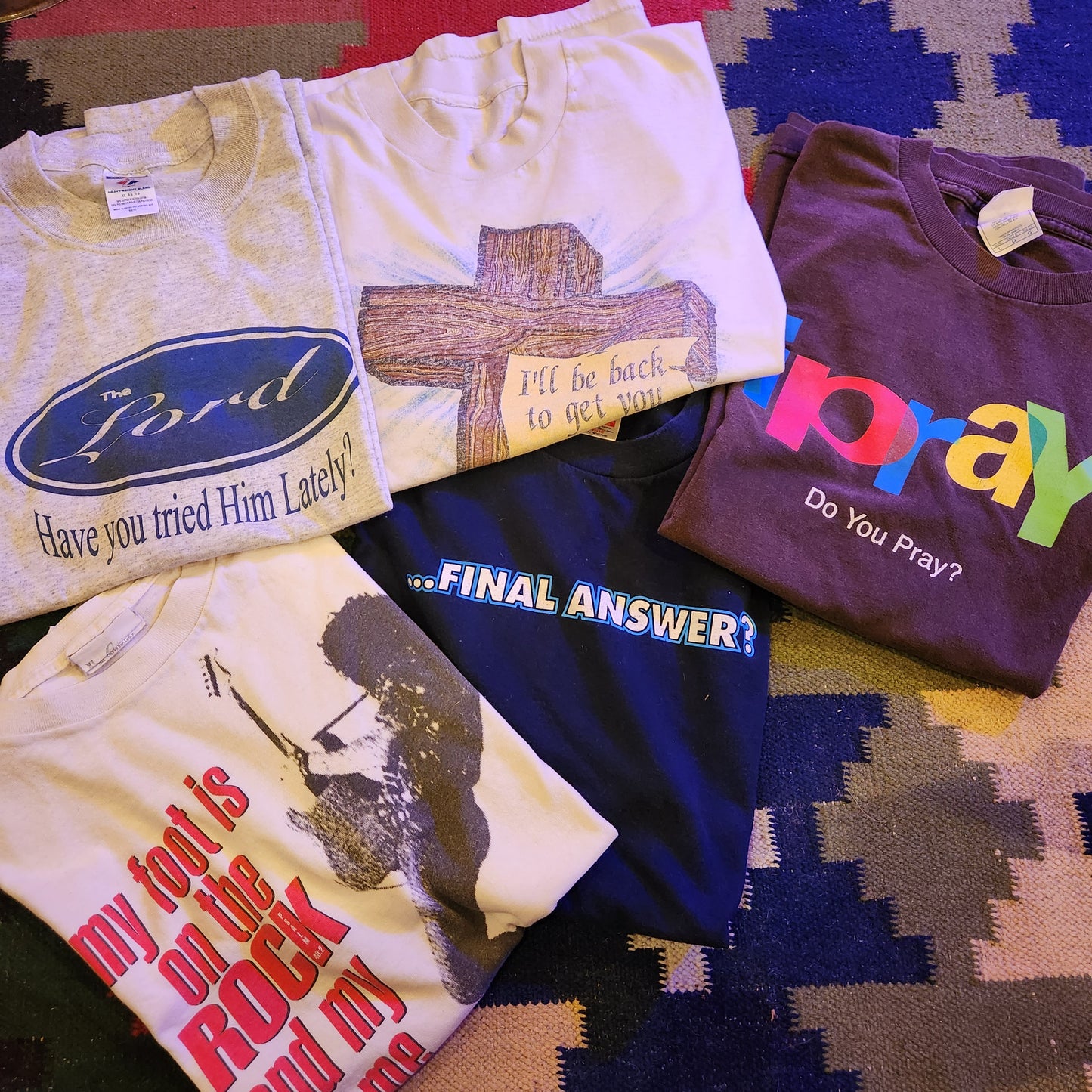 Vintage Lot of Jesus Tees Pray Rock Lord 90s Shirt