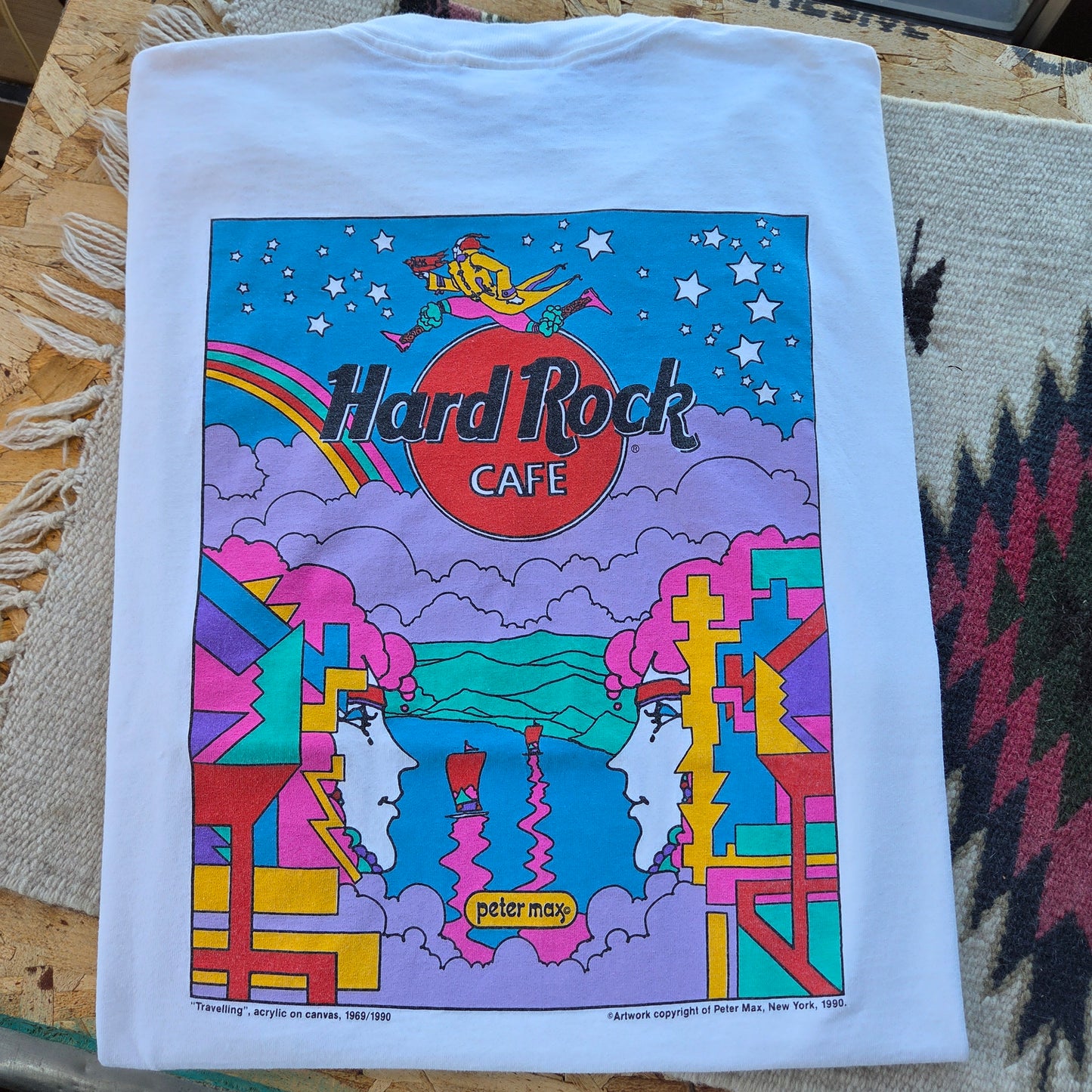 Vtg 1990 Peter Max Hard Rock Cafe New York T Shirt Large 90s