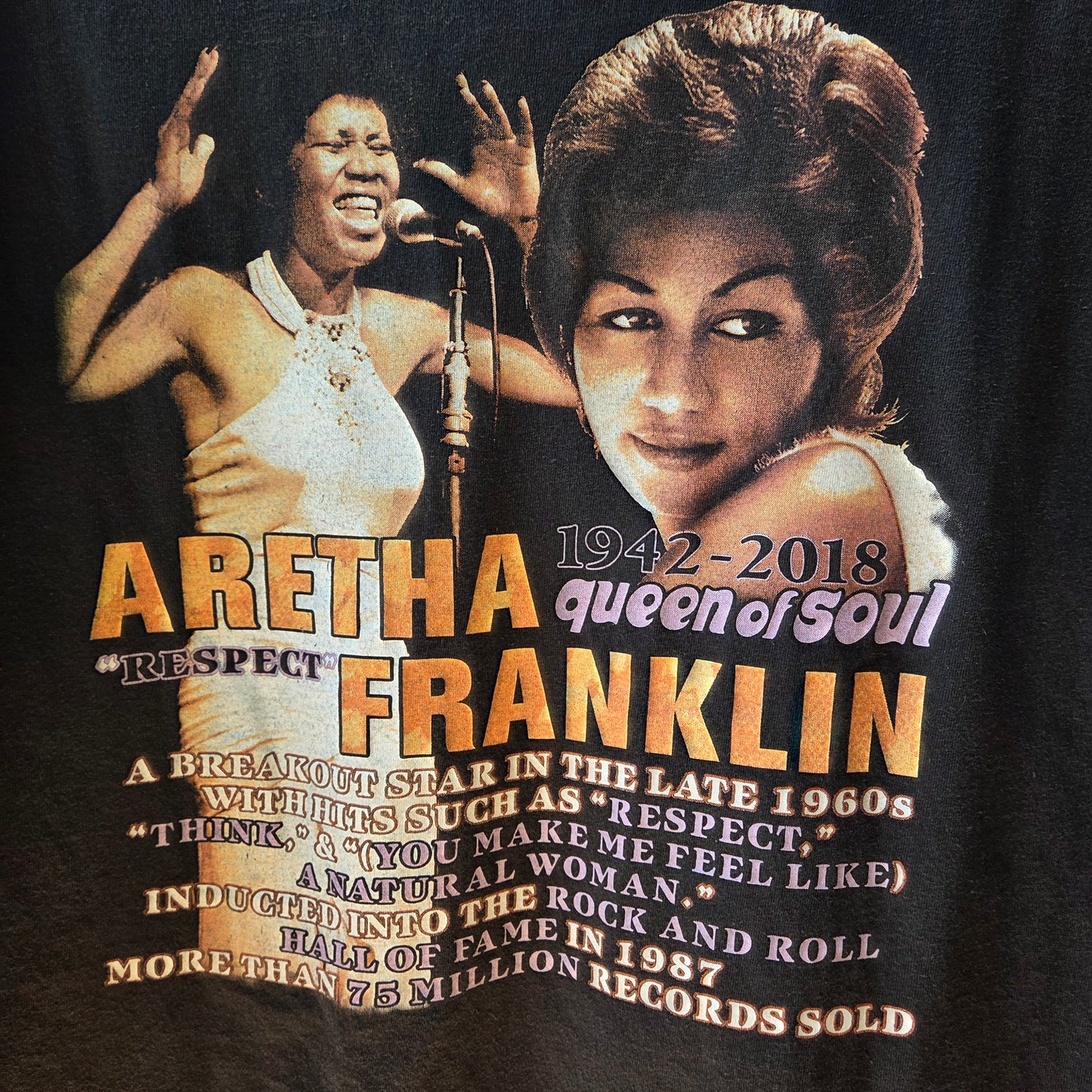 Aretha Franklin Memorial T Shirt 2018 Queen of Soul Large