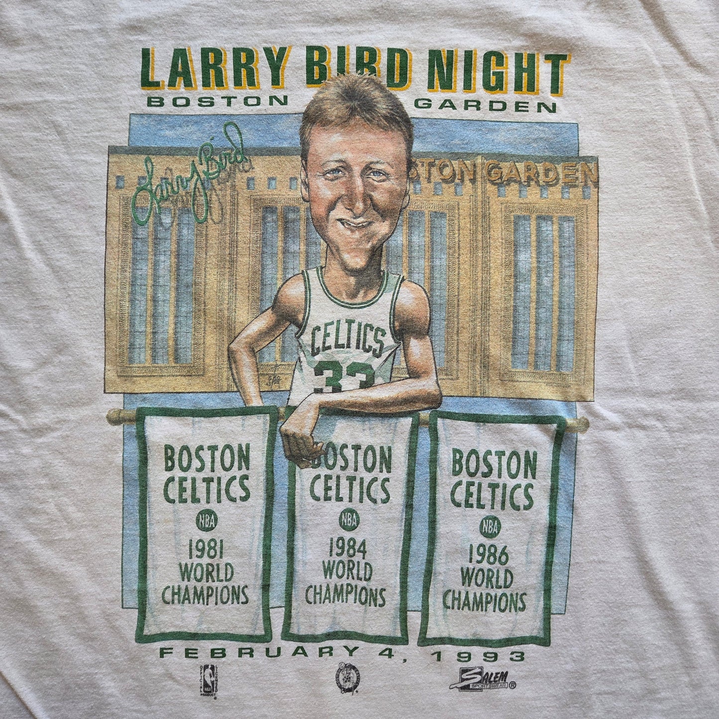 Vtg 1993 Larry Bird Boston Celtics Salem T Shirt