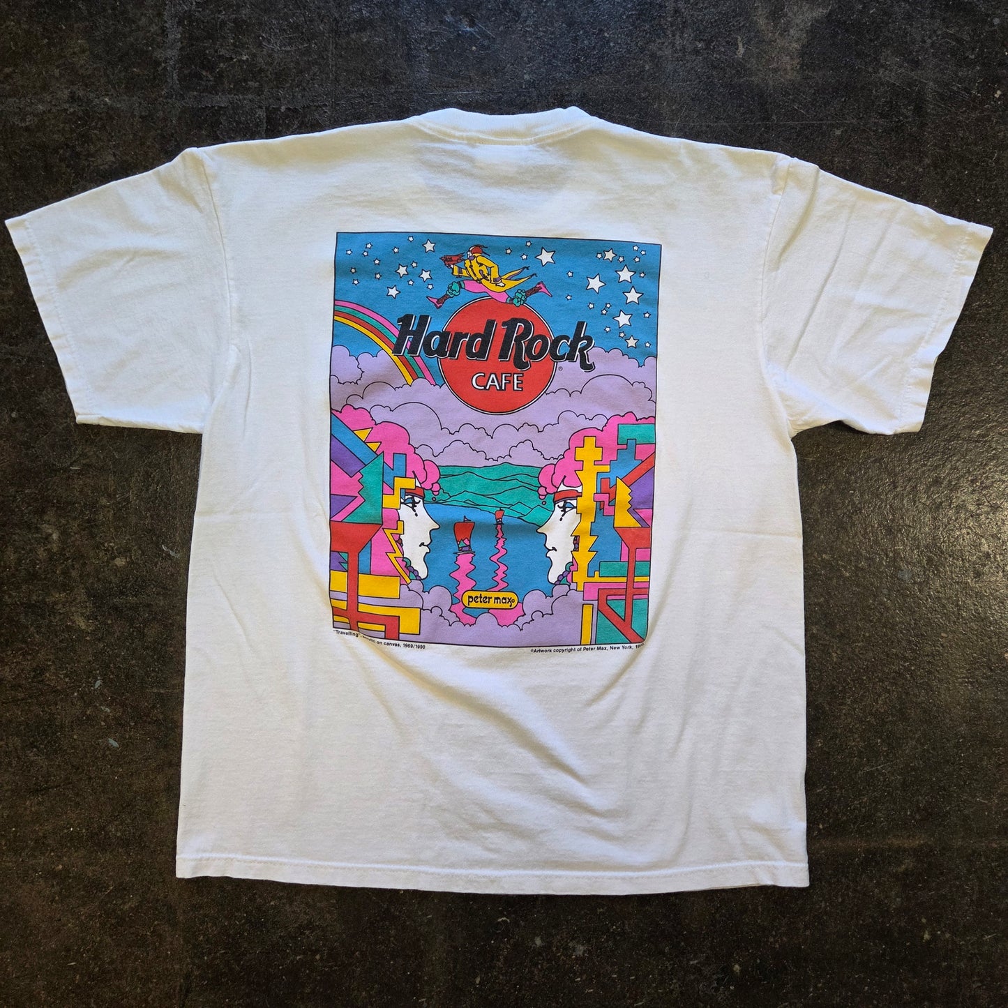 Vtg 1990 Peter Max Hard Rock Cafe New York T Shirt Large 90s