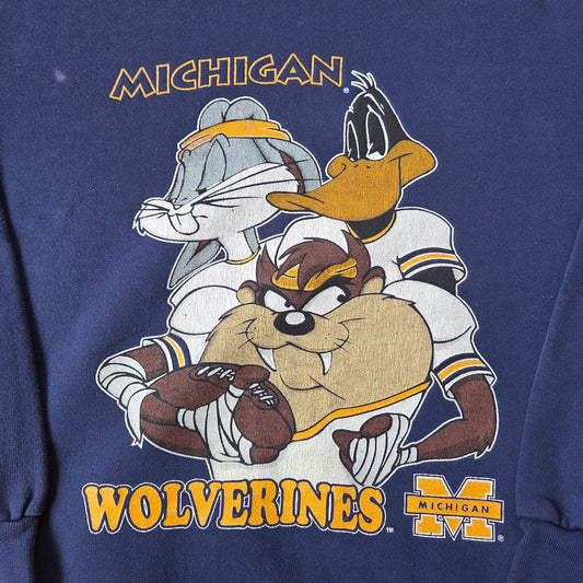 90s Michiagn Wolverines Looney Tunes Sweatshirt Taz Bugs Daffy Large
