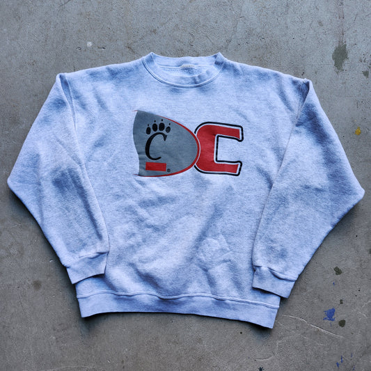 Vintage Cincinnati Bearcats Crewneck Sweatshirt 90s UC College Grey Large