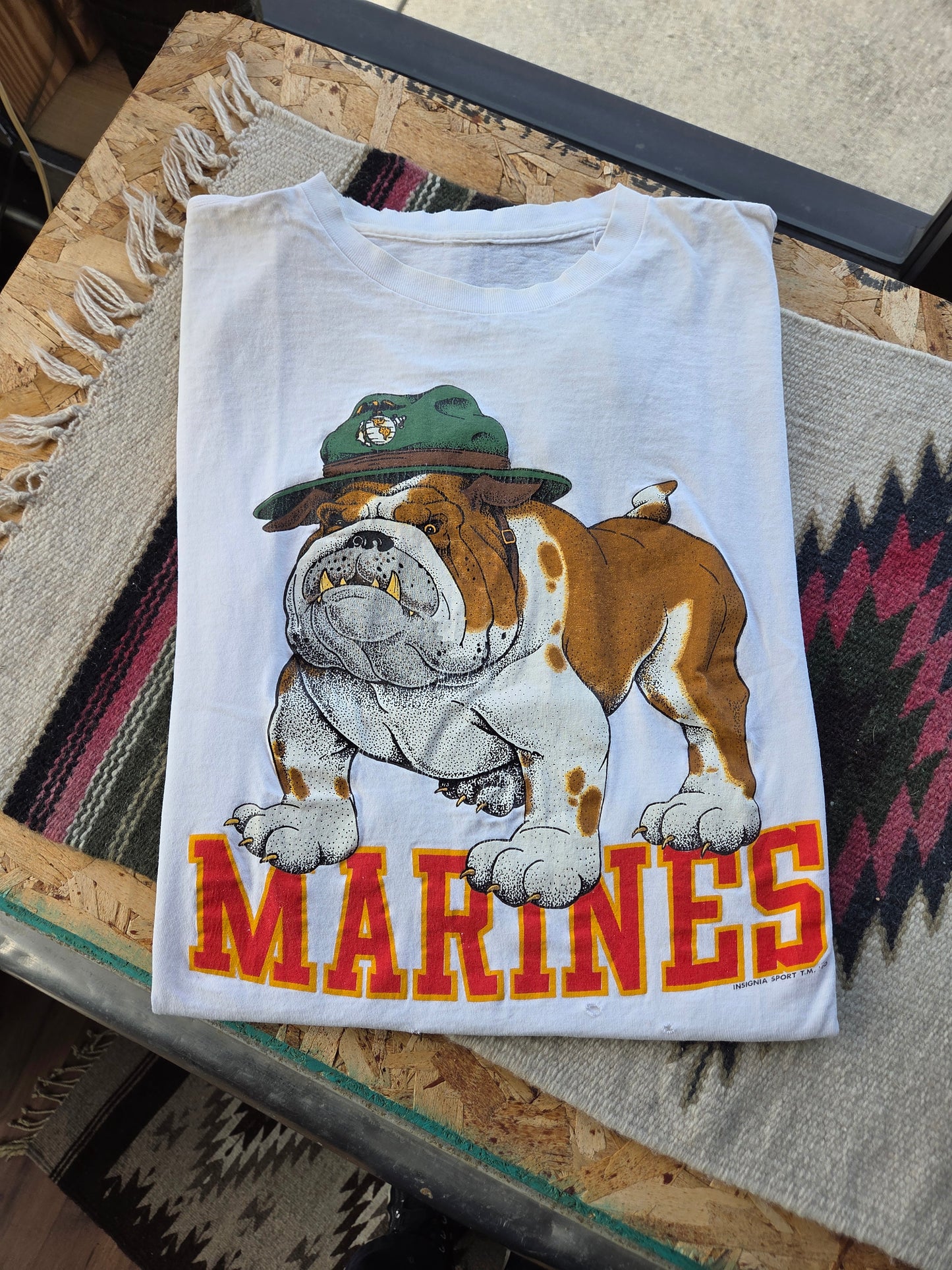 Vtg 1990 Marines Bull Dog Tee Large 90s USA