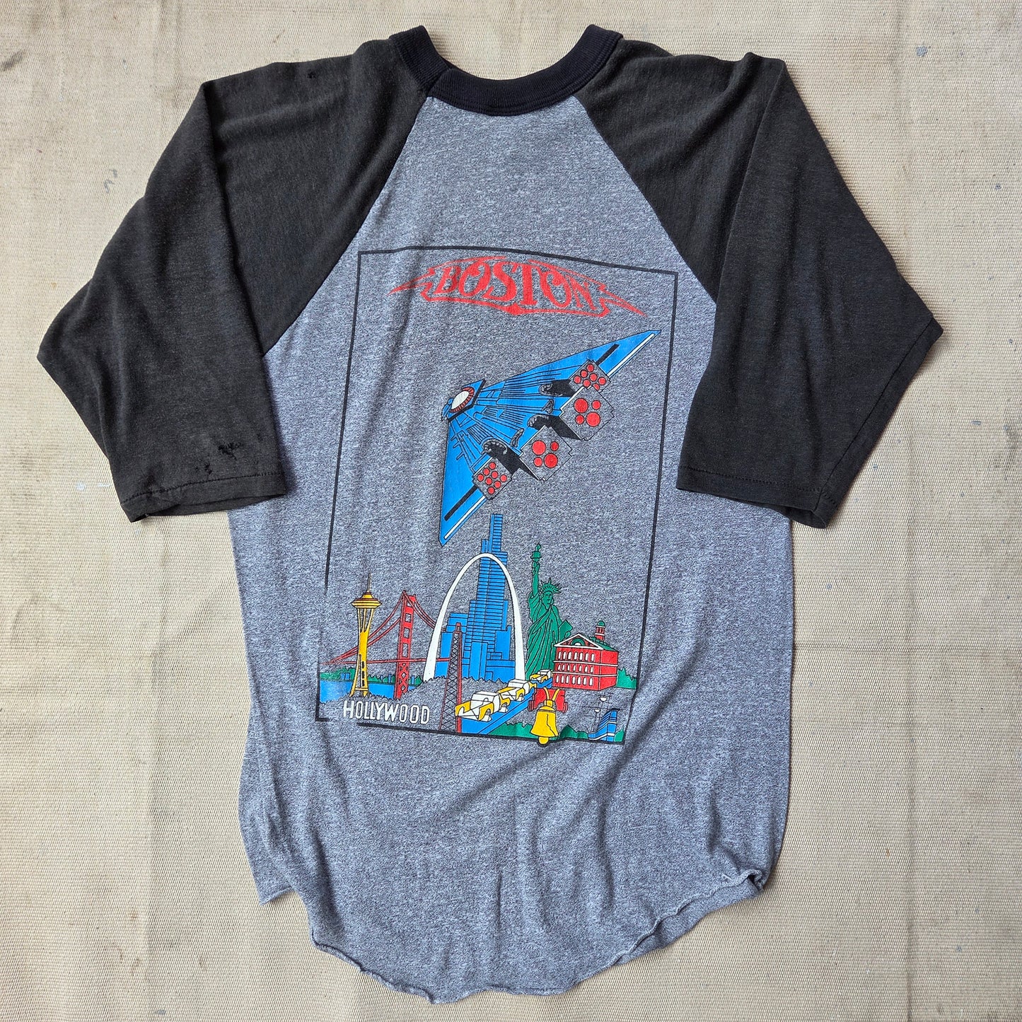 80s Boston Band T Shirt Tour Vintage 1980s Concert Raglan