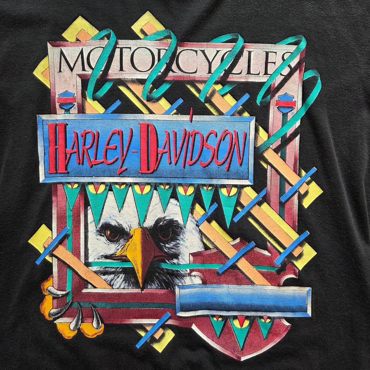 Vtg 1991 Harley Davidson Eagle  Abstract T Shirt 90s Large