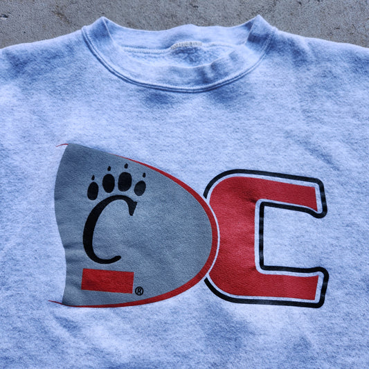 Vintage Cincinnati Bearcats Crewneck Sweatshirt 90s UC College Grey Large