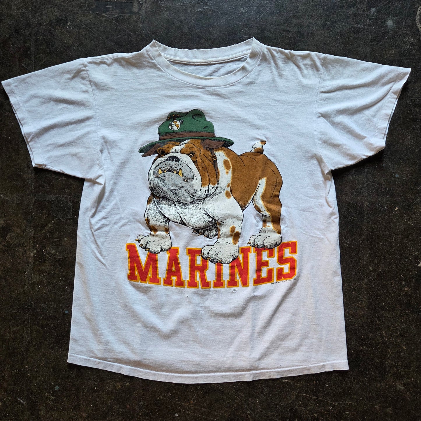 Vtg 1990 Marines Bull Dog Tee Large 90s USA
