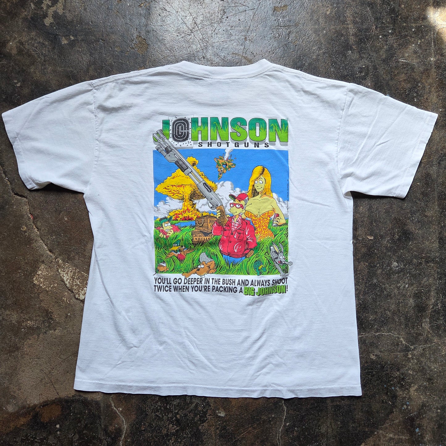 Vtg 1993 Big Johnson Shotguns T Shirt Funny Comedy Large 90s