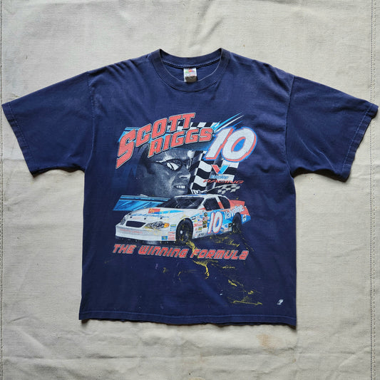 Vtg Scott Riggs Valvoline Racing Nascar Shirt Paint Splatter XL