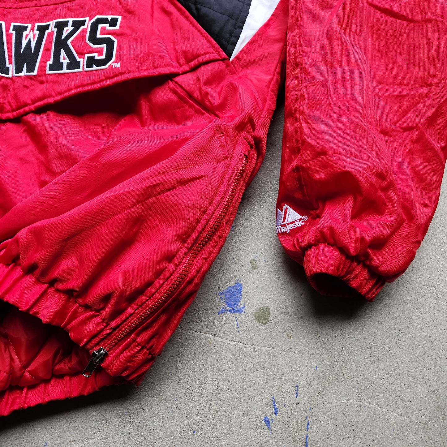 Vtg Miami University Redhawks Puffer Jacket by Majestic Pullover Adult Medium College Red Ohio