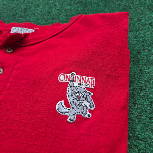 90s Cincinnati Bearcats Henley Tee 2XL