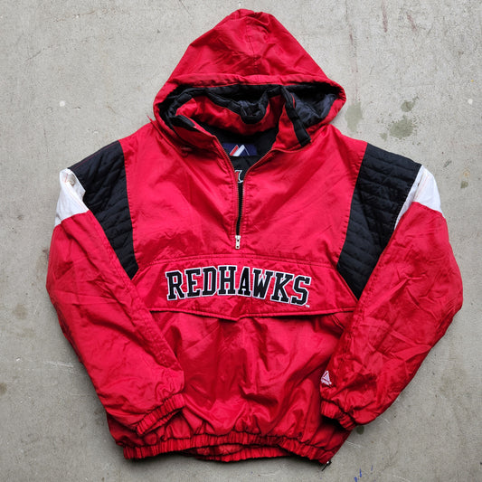 Vtg Miami University Redhawks Puffer Jacket by Majestic Pullover Adult Medium College Red Ohio