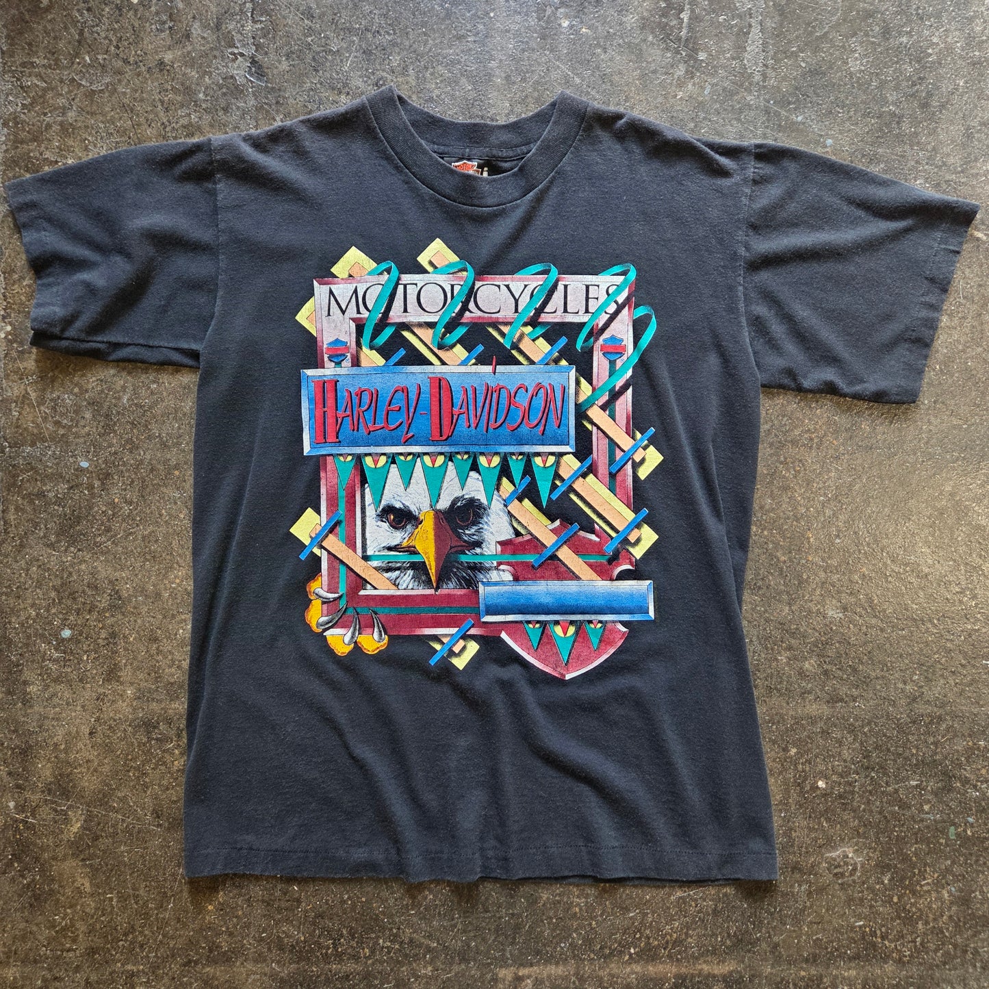 Vtg 1991 Harley Davidson Eagle  Abstract T Shirt 90s Large
