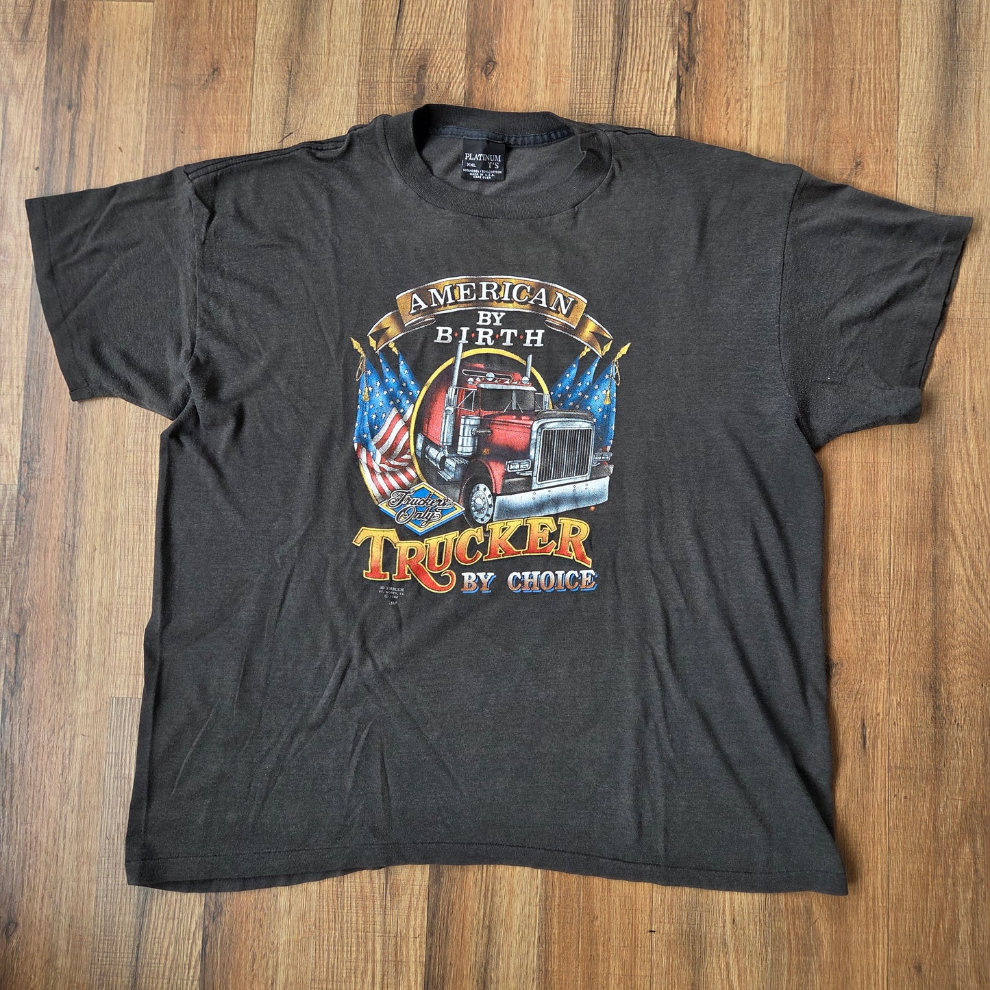 Vtg 1988 3D Emblem Trucker by Choice XXL 2XL Platinum T's 80s North Carolina