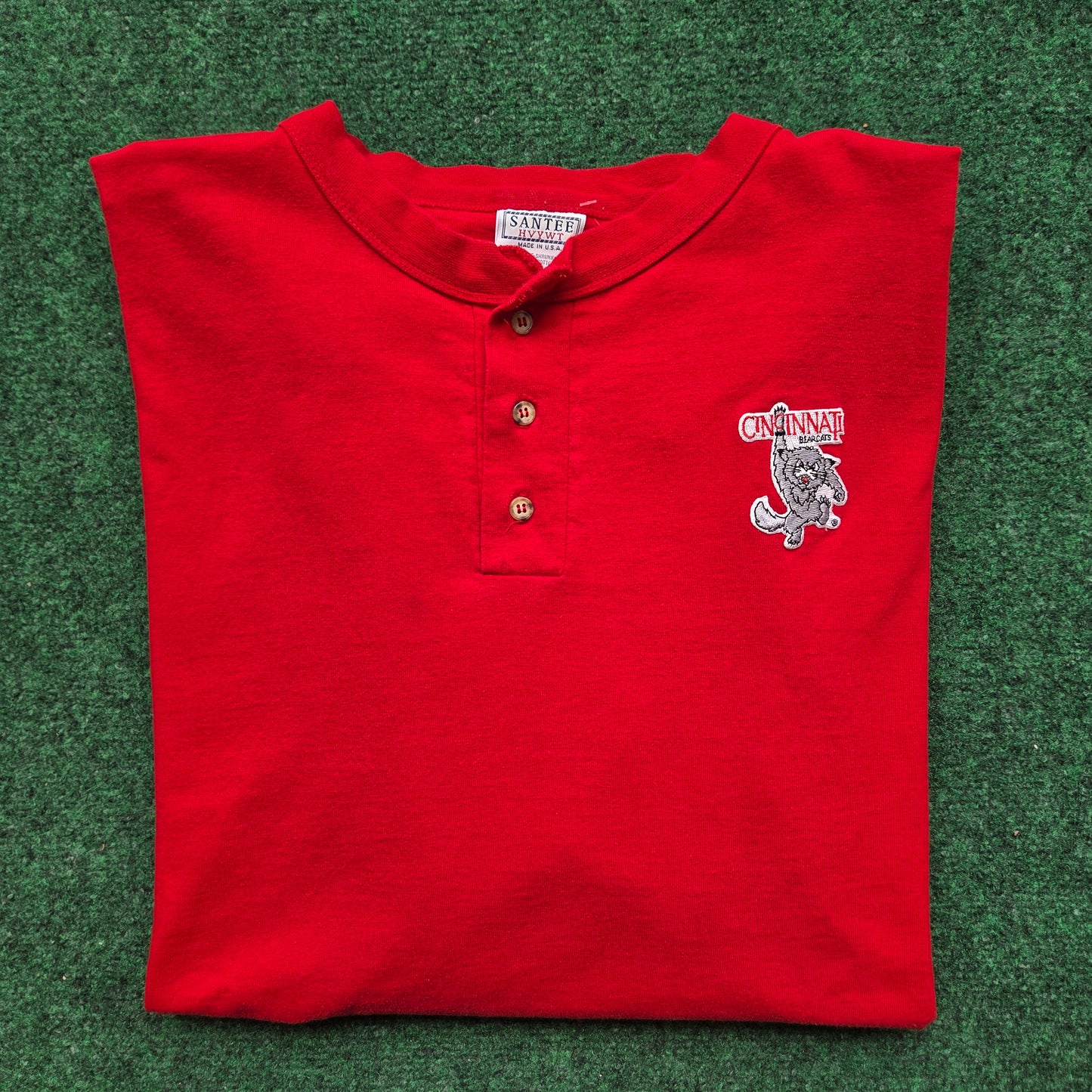90s Cincinnati Bearcats Henley Tee 2XL
