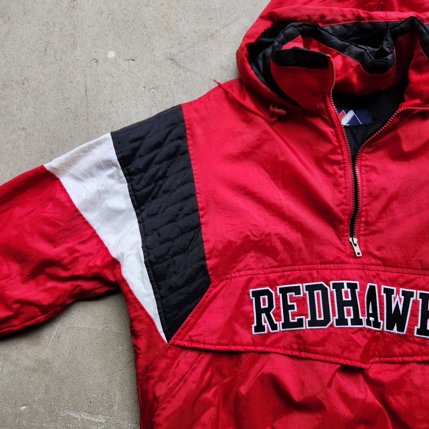 Vtg Miami University Redhawks Puffer Jacket by Majestic Pullover Adult Medium College Red Ohio