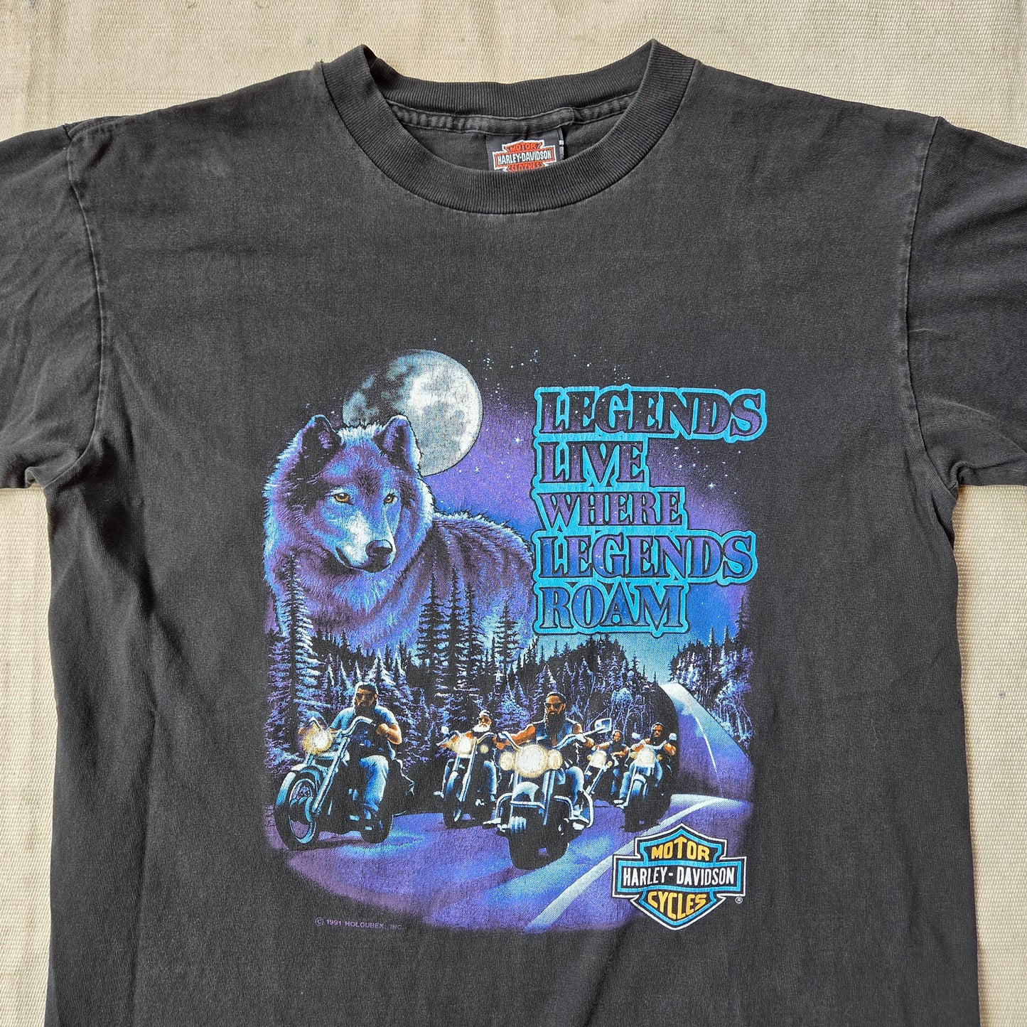 Vtg 90s Harley Davidson T Shirt Killeen Texas Wolf Legends Medium