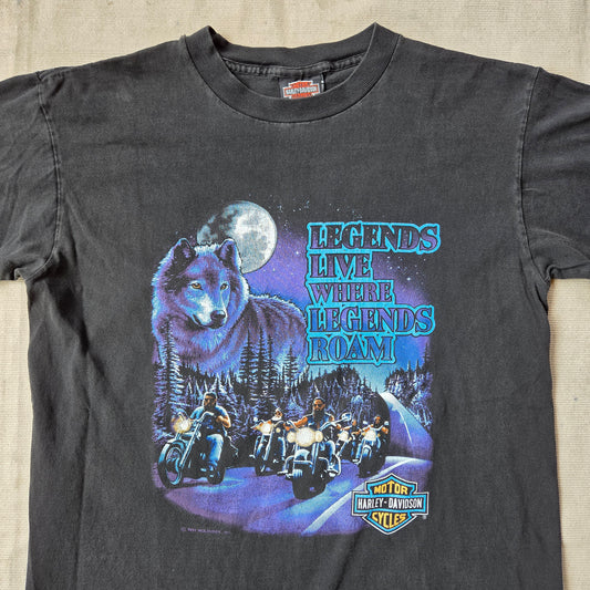 Vtg 90s Harley Davidson T Shirt Killeen Texas Wolf Legends Medium