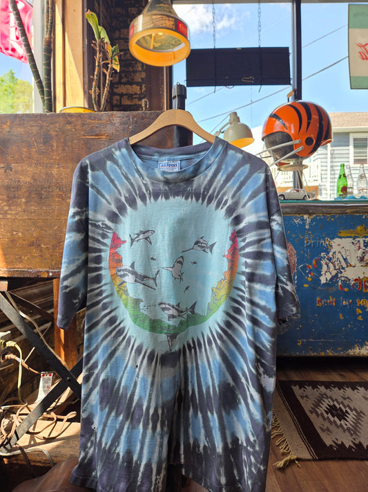 Vtg Sharks Tie Dye Tee