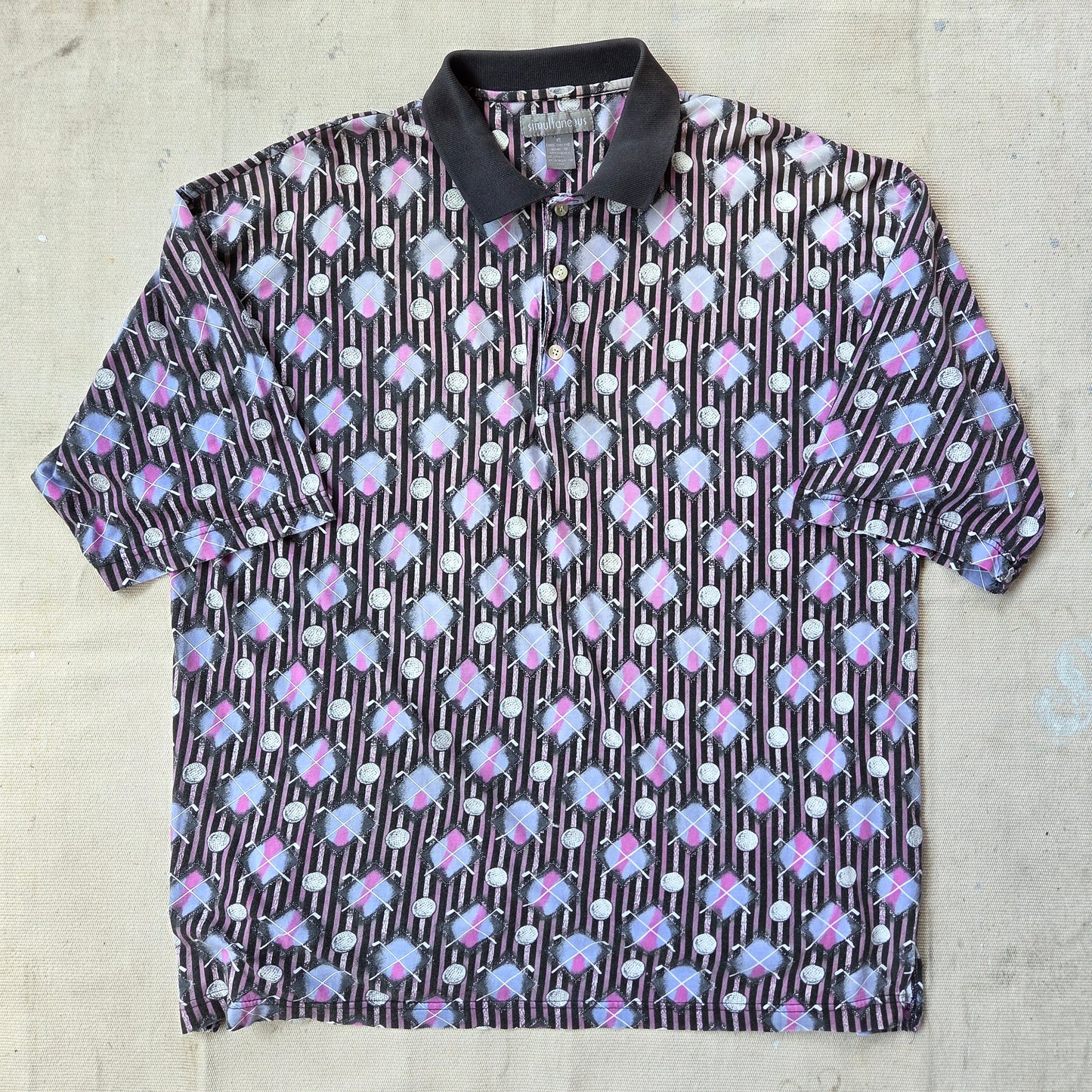 Vtg 90s Golf Polo Simultaneous 1990s AOP XL
