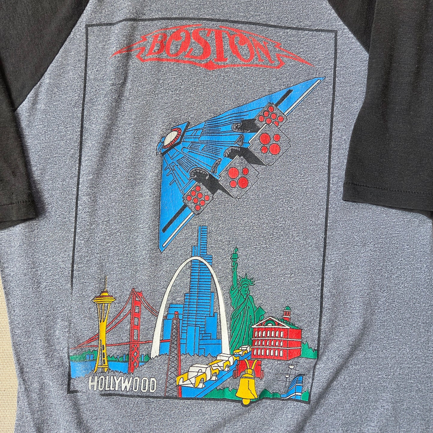 80s Boston Band T Shirt Tour Vintage 1980s Concert Raglan