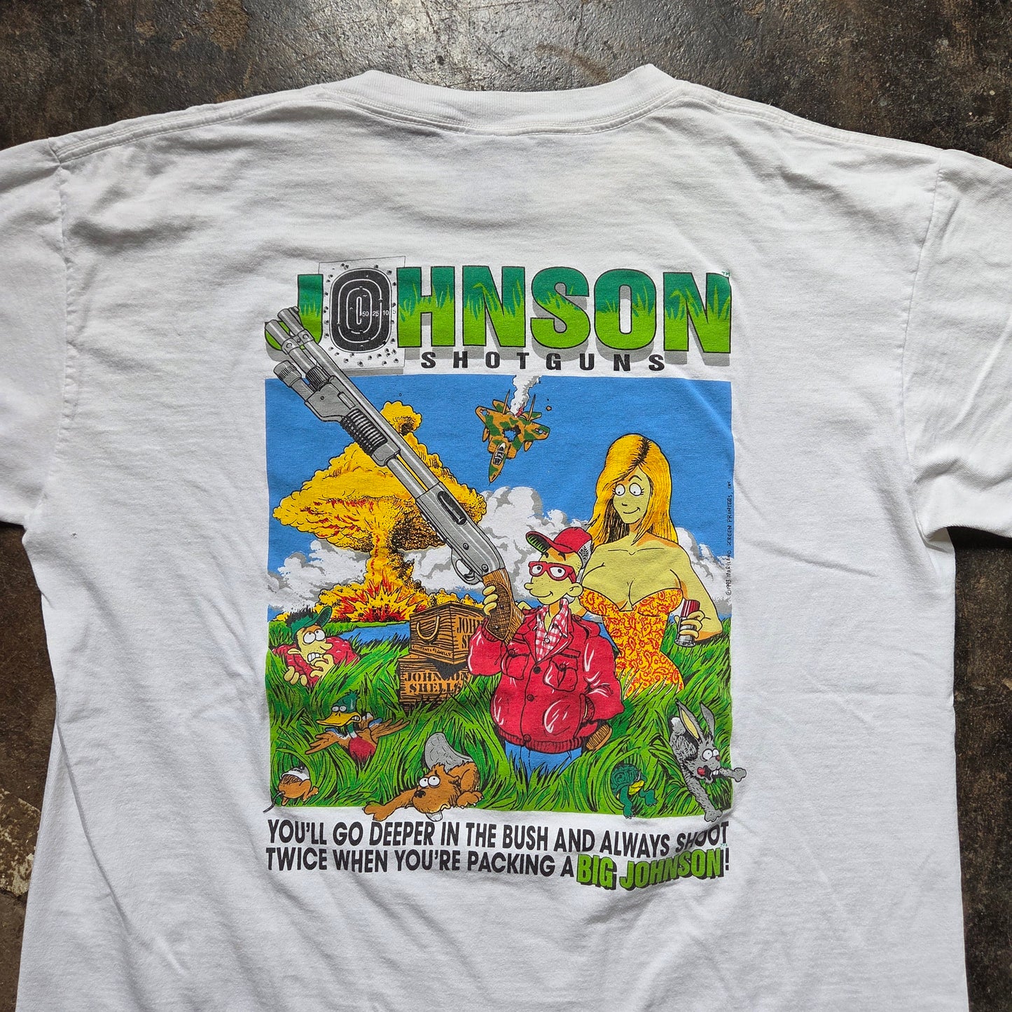 Vtg 1993 Big Johnson Shotguns T Shirt Funny Comedy Large 90s