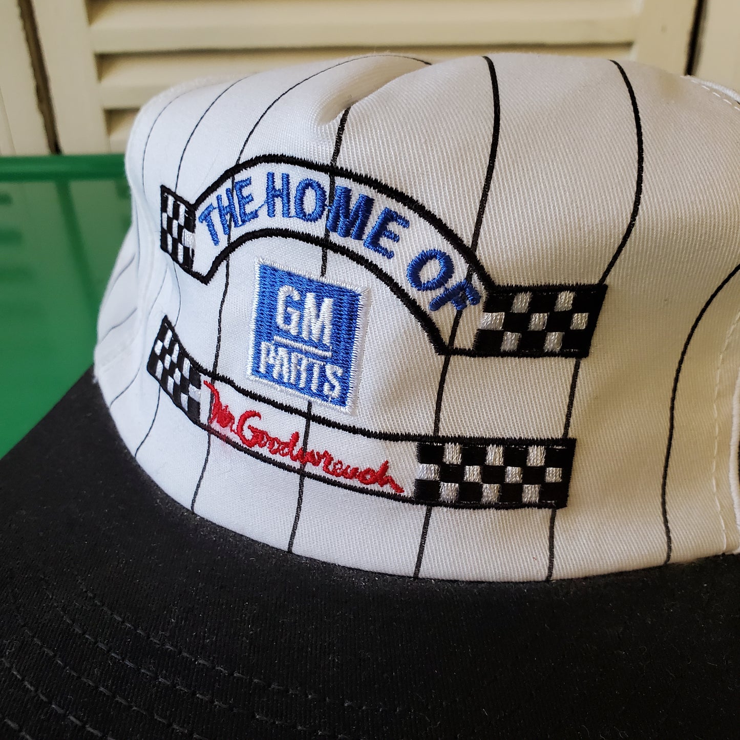 Vintage GM Mr. Goodwrench Pin Striped Snapback Hat