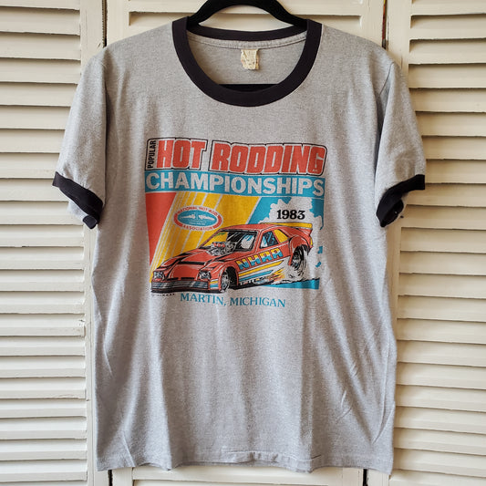 Vintage 1983 29th Annual US Nationals Hot Rod Championships Ringer Tee Large