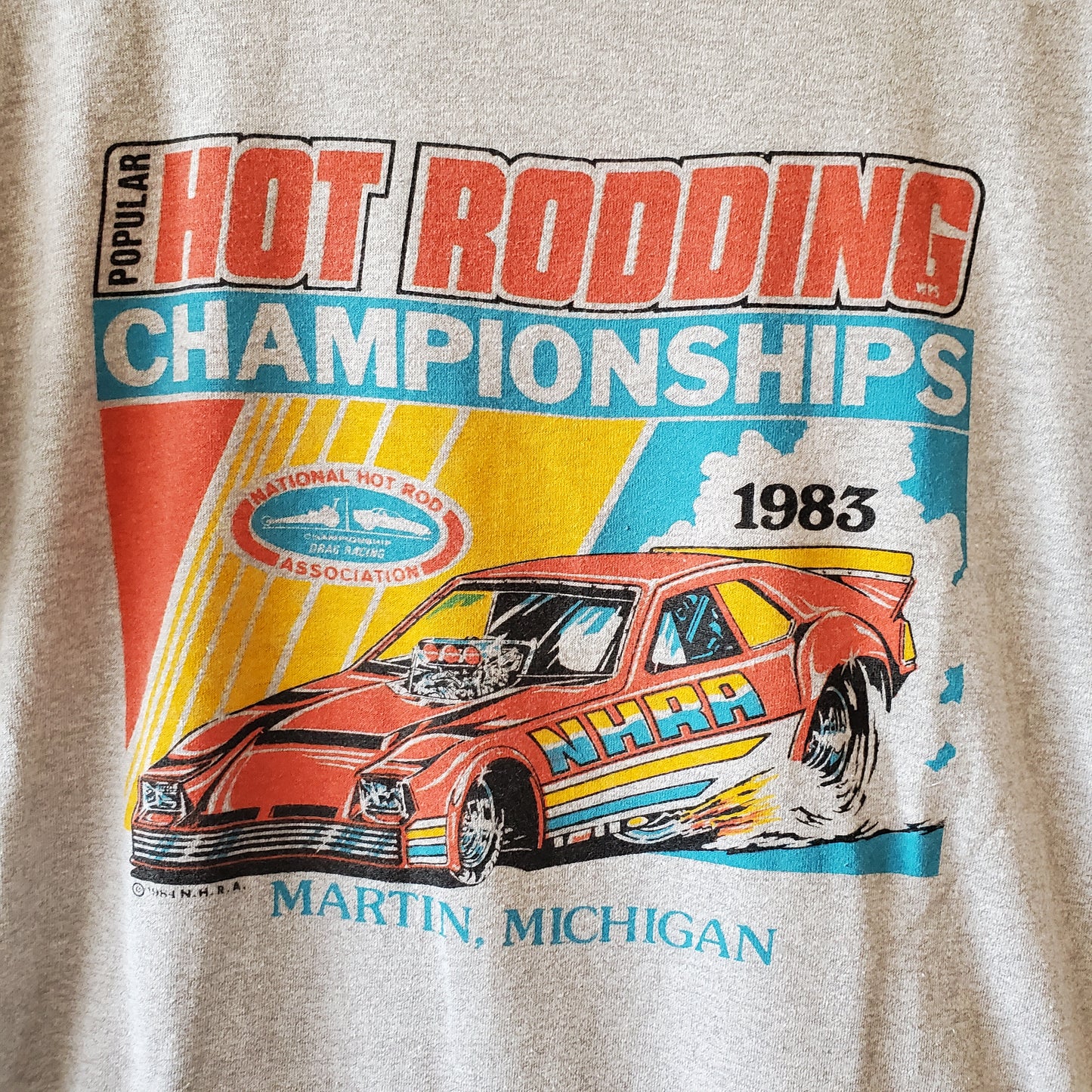 Vintage 1983 29th Annual US Nationals Hot Rod Championships Ringer Tee Large