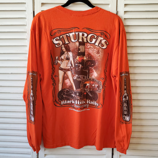 Y2K Sturgis Black Hills Rally Biker Long Sleeve Tee Adult Large Shirt