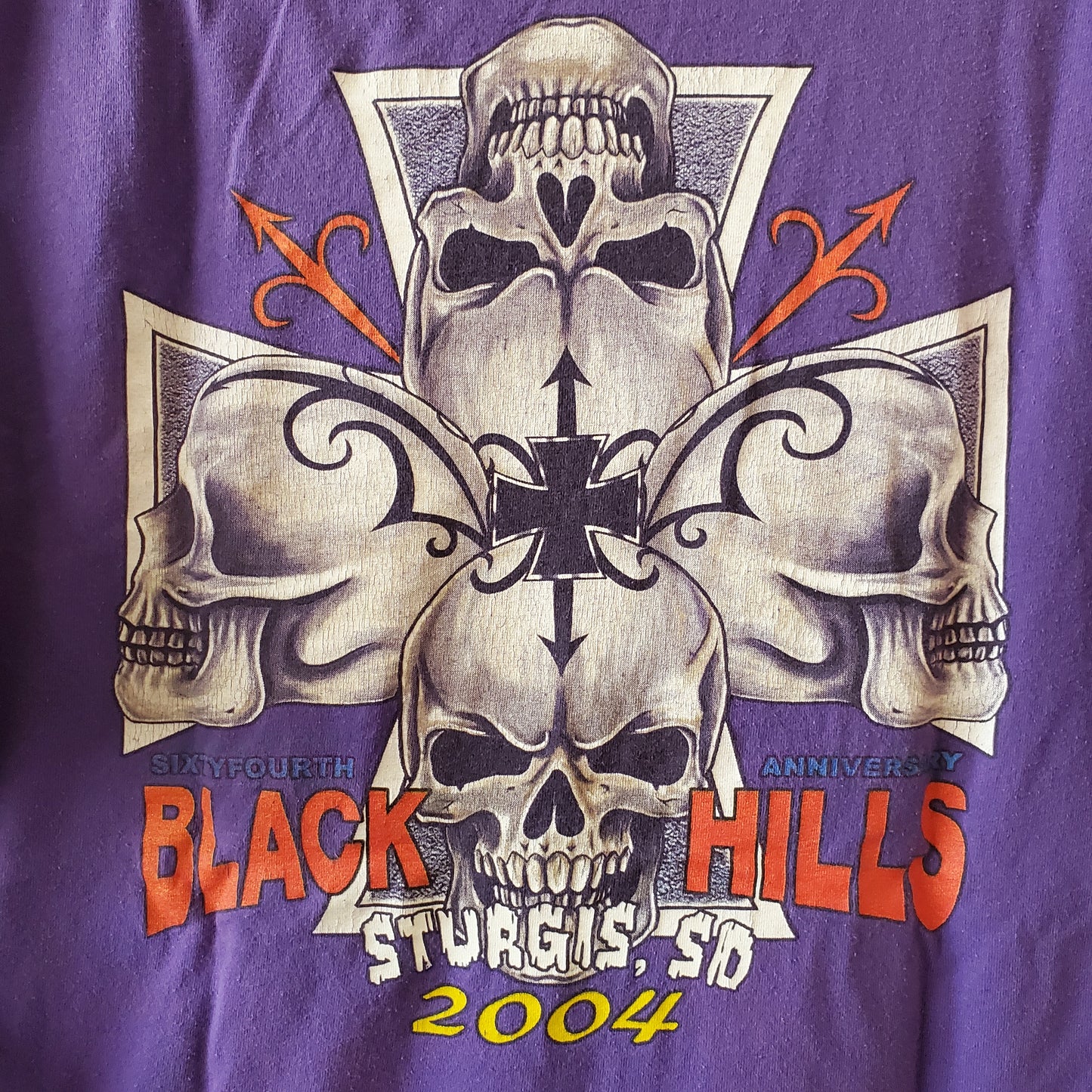 2004 Black Hills Sturgis South Dakota Skulls Biker Adult Large / XL Tee