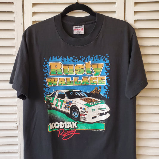 Vtg 1989 Rusty Wallace Kodiak Nascar Racing Tee Adult Large