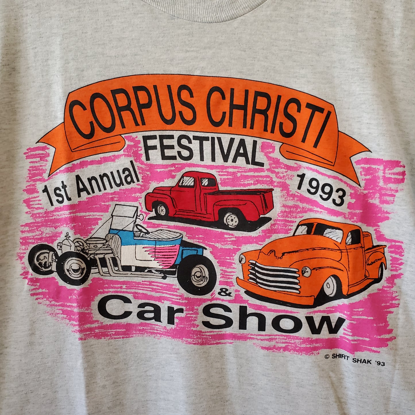 Vtg 1993 Corpus Christi Festival Car Show Hot Rod Truck Tee Adult XL 90s Cincinnati Ohio Shirt