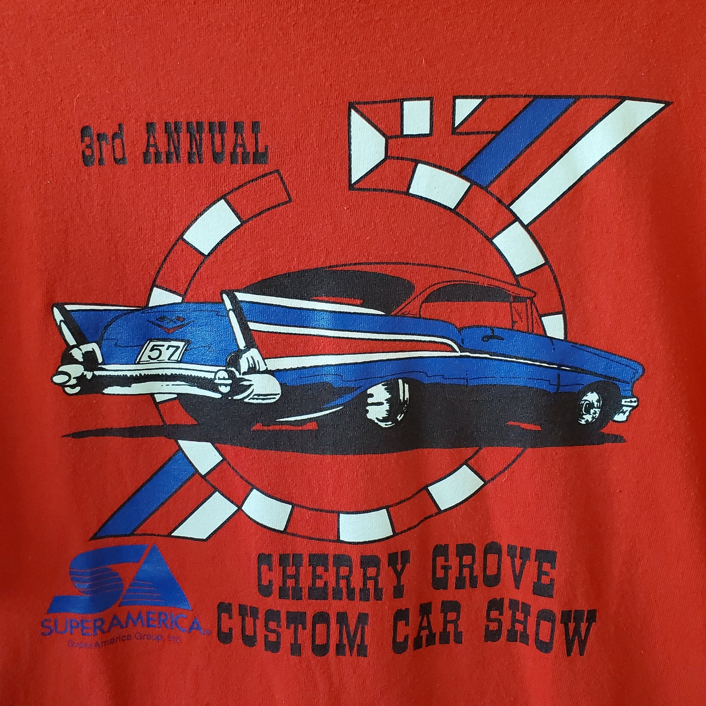 Vtg 90s Cherry Grove Custom Car Show Tee Adult XL 57 3rd Annual Red Shirt