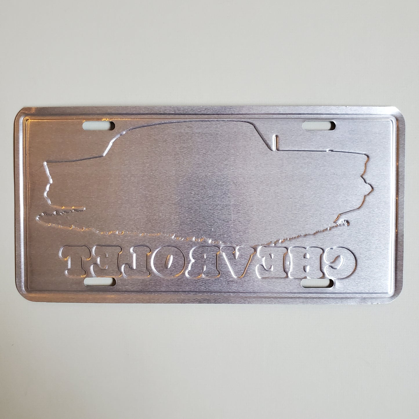 Vtg Chevrolet License Plate Collectible Red Chevy