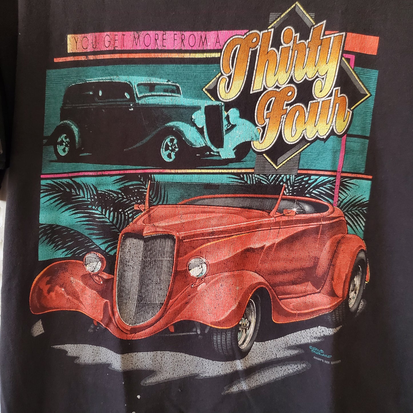 Vtg 90s Thirty Four Ford Hot Rod Car Tee Adult Medium Shirt