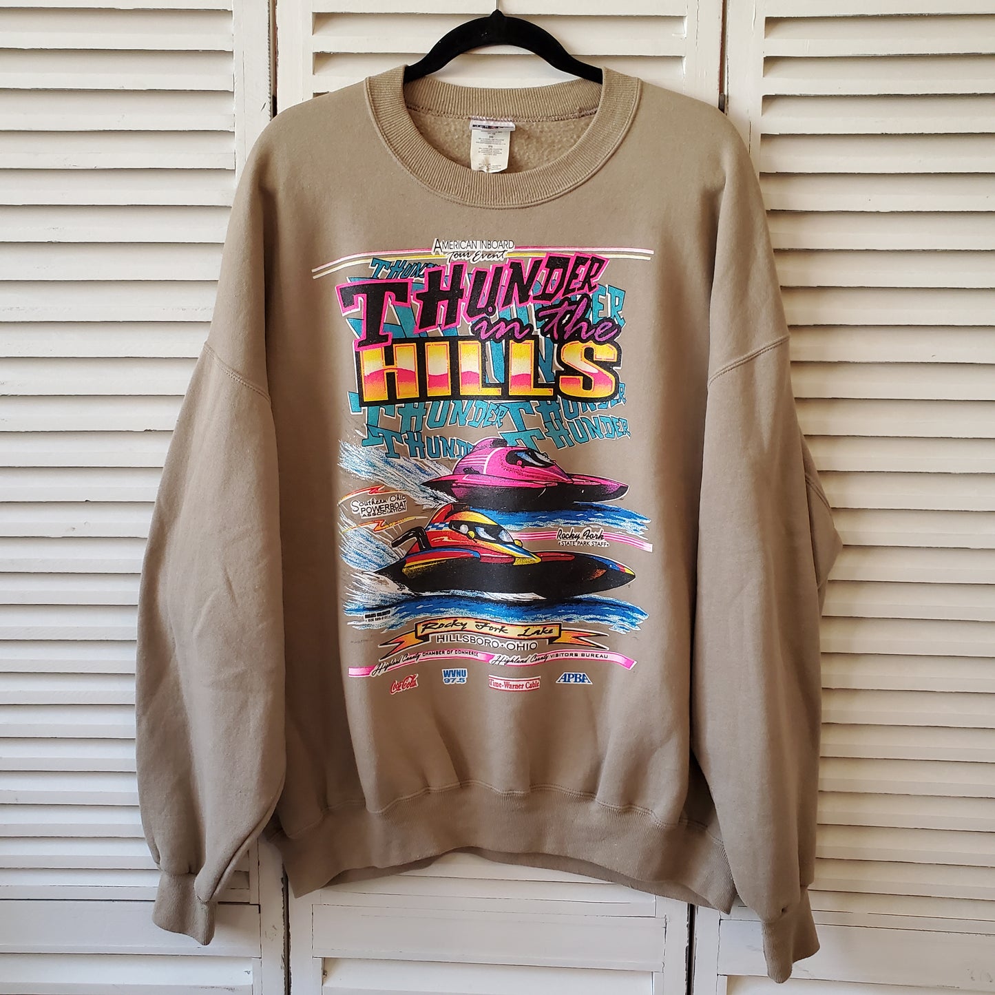 Vtg Speed Boat Racing Crewneck Sweatshirt Adult 2XL