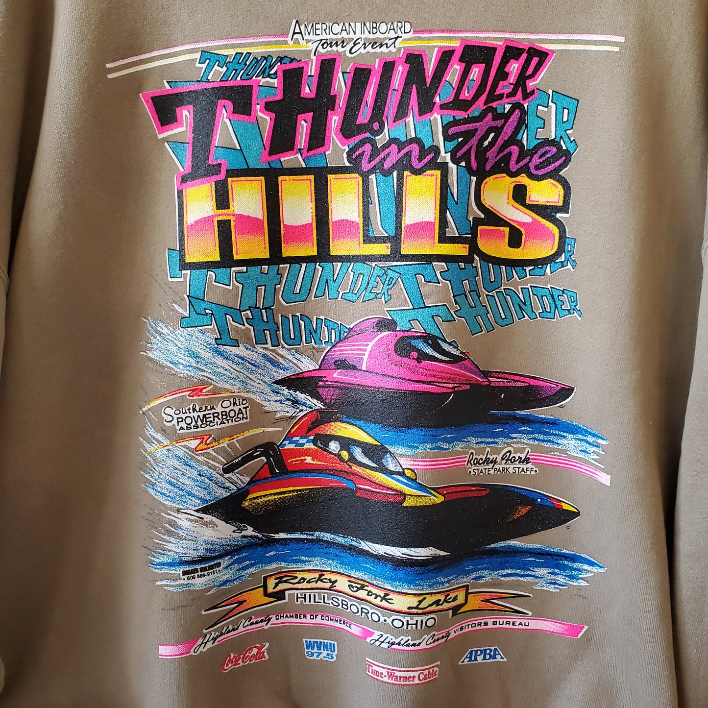 Vtg Speed Boat Racing Crewneck Sweatshirt Adult 2XL