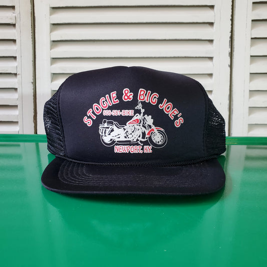 Vtg Stogie & Big Joe's Trucker Hat Snapback Biker Motorcycle Newport Kentucky