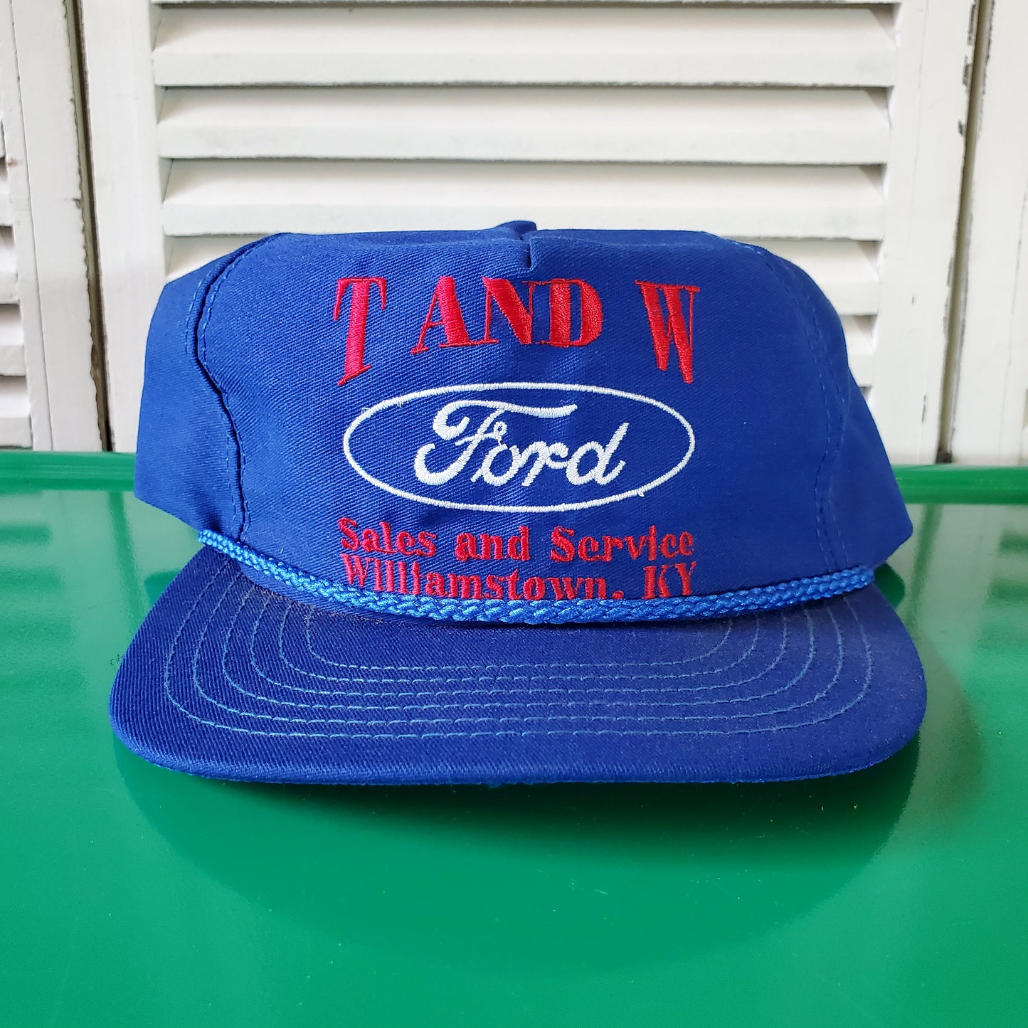 Vintage Ford Sales and Service Hat Williamstown Kentucky Blue Truck