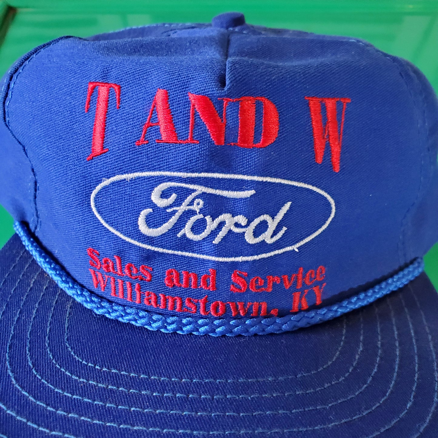 Vintage Ford Sales and Service Hat Williamstown Kentucky Blue Truck