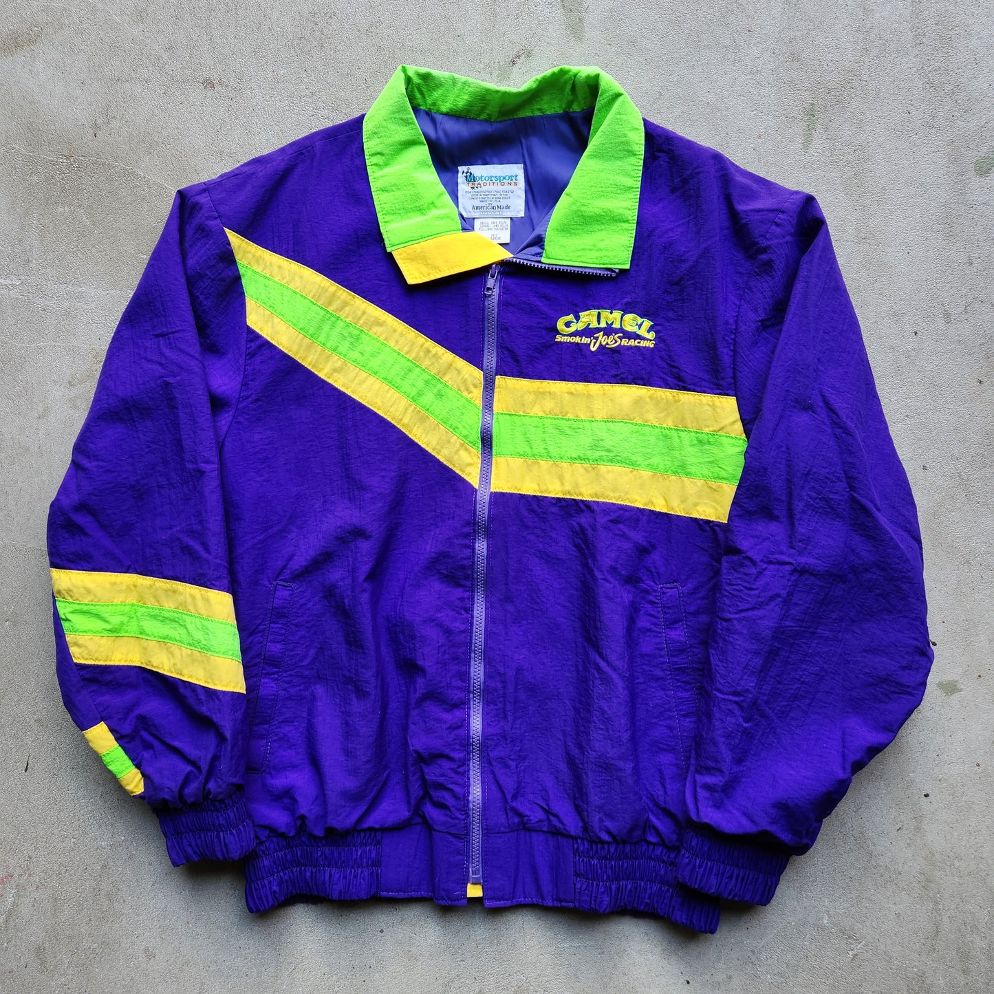 Vtg 90s Camel Racing Jacket Adult XL Purple Smoking Joe Cool