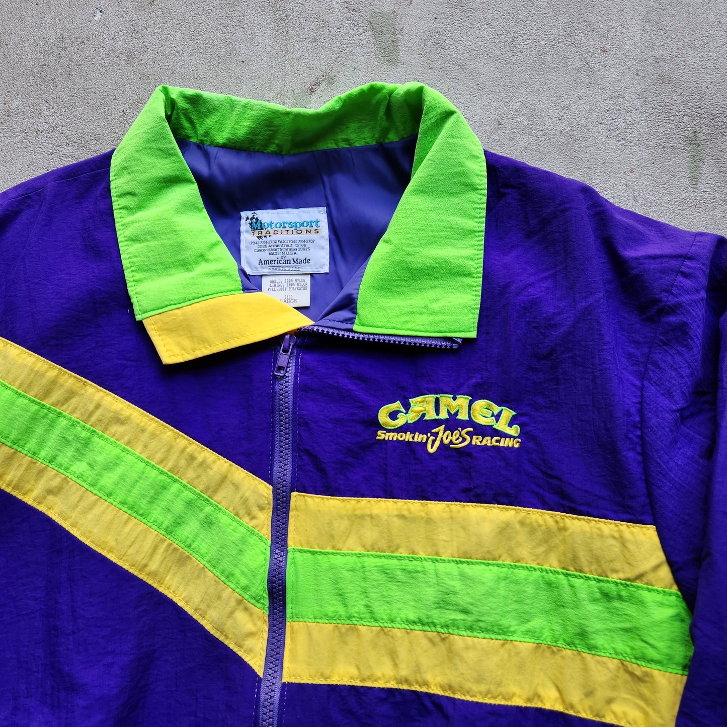 Vtg 90s Camel Racing Jacket Adult XL Purple Smoking Joe Cool