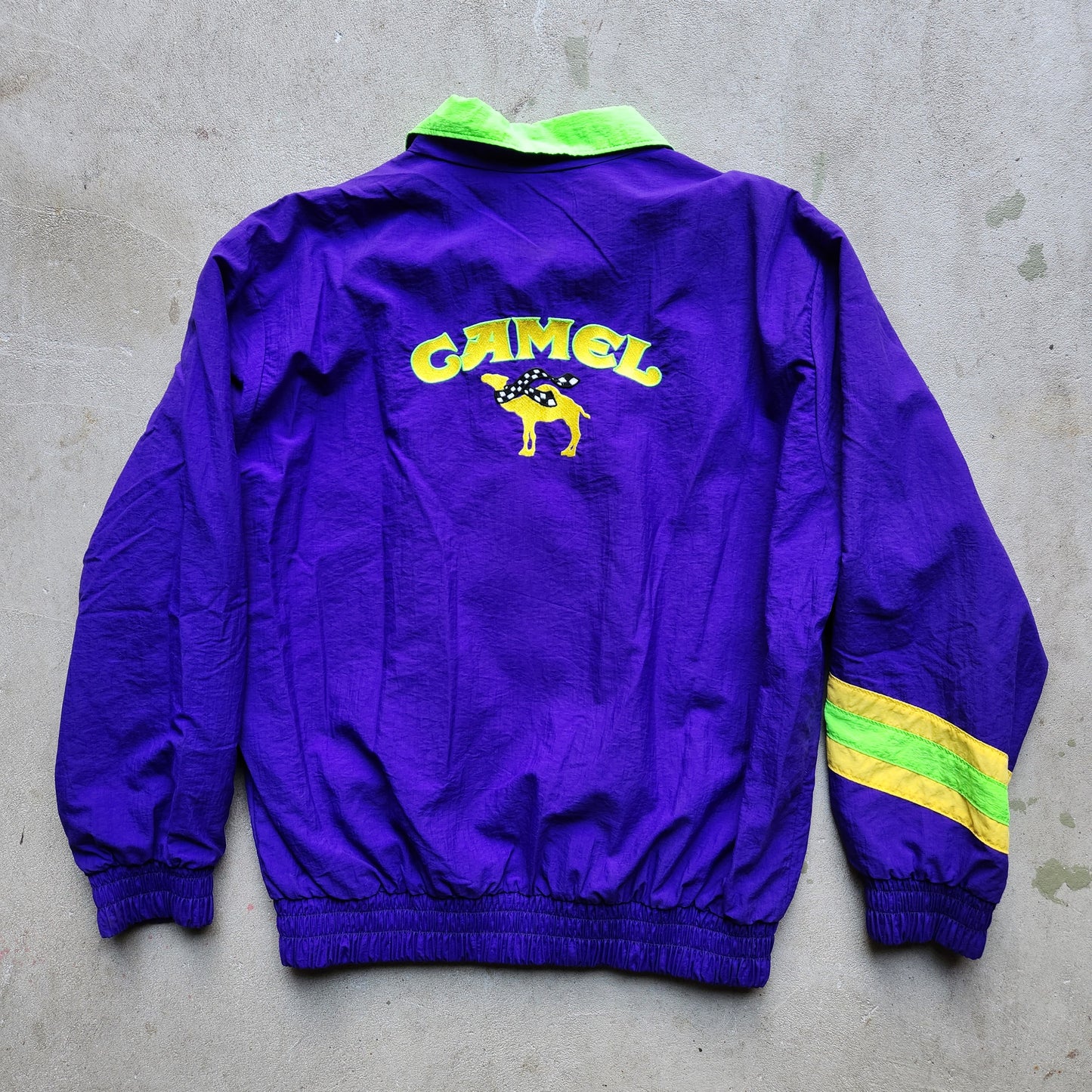 Vtg 90s Camel Racing Jacket Adult XL Purple Smoking Joe Cool